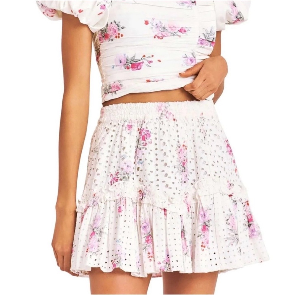 LoveShackFancy Zartti Skirt in Spanish Lavender. XS
